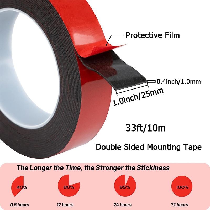 High Temperature Resistant Doublesided Tape Heavy Duty Waterproof Mounting Foam Tape For Car Wall LED Strip Light Home Office
