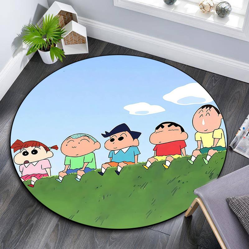 Crayon Shin‑chan2 Round Area Rug,Carpet Rug for Living Room Bedroom Sofa Playroom Decor,Non-slip Floor Mat