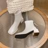 French British style thick heel short women's boots new autumn and winter fashion retro versatile thin high heel short boots women