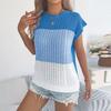 Women's Casual Loose,fitting Knitted Sleeveless Color,block Top