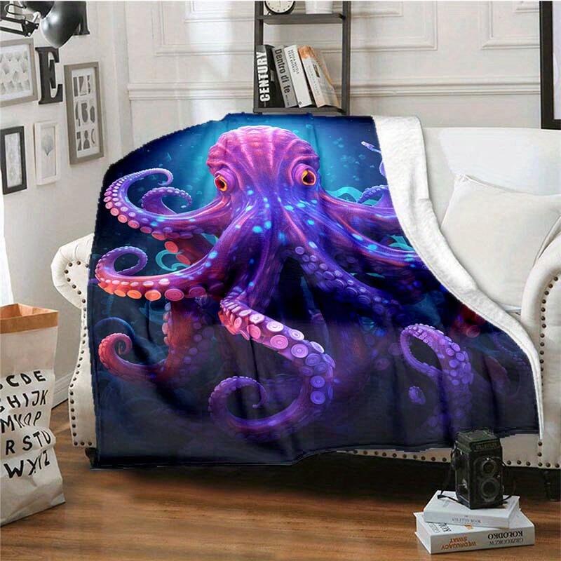 Mysterious Octopus Throw Blanket, Ocean Animal Blanket for Sofa Bed Travel Camping Home Decor