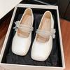Shallow mouth square head single shoes women's summer new butterfly flat bottom one pedal fashion bow Mary Jane shoes