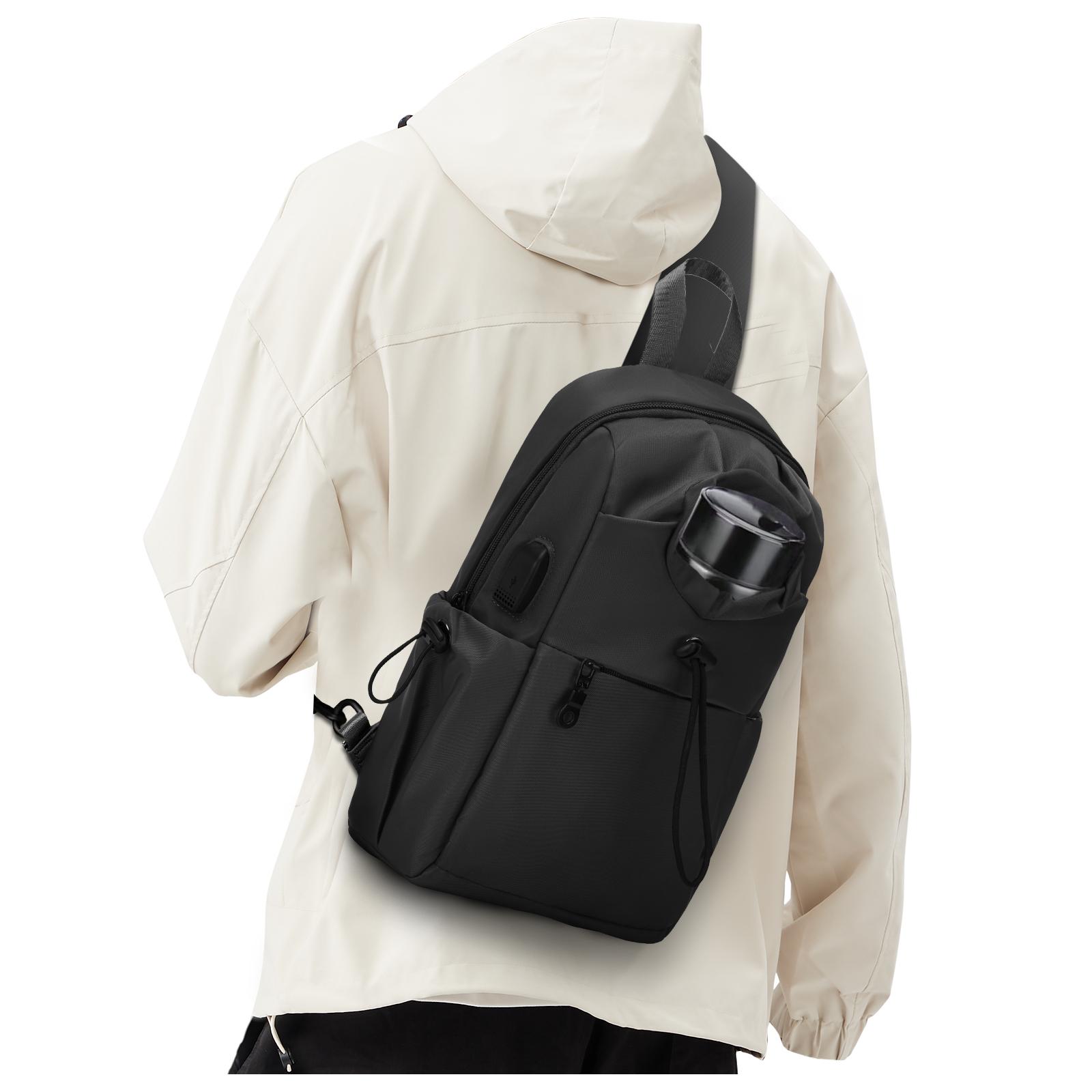 

Сумка на грудь, рюкзак через плечо, мужские водонепроницаемые сумки через плечо для отдыха, женская повседневная сумка унисекс, дорожная легкая мини-сумка-мессенджер чёрный