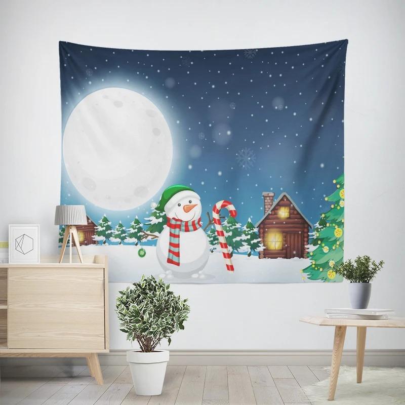 Neujahr Weihnachtsthema Schneemannmuster Wohnzimmer Schlafzimmer Dekotapisserie