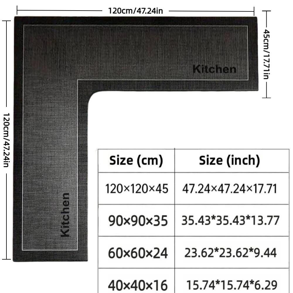 L-Shaped Kitchen Rug Water Absorbent Anti-slip Bathroom Mat Stain-resistant Washable Kitchen Corner Carpet For Home Corner