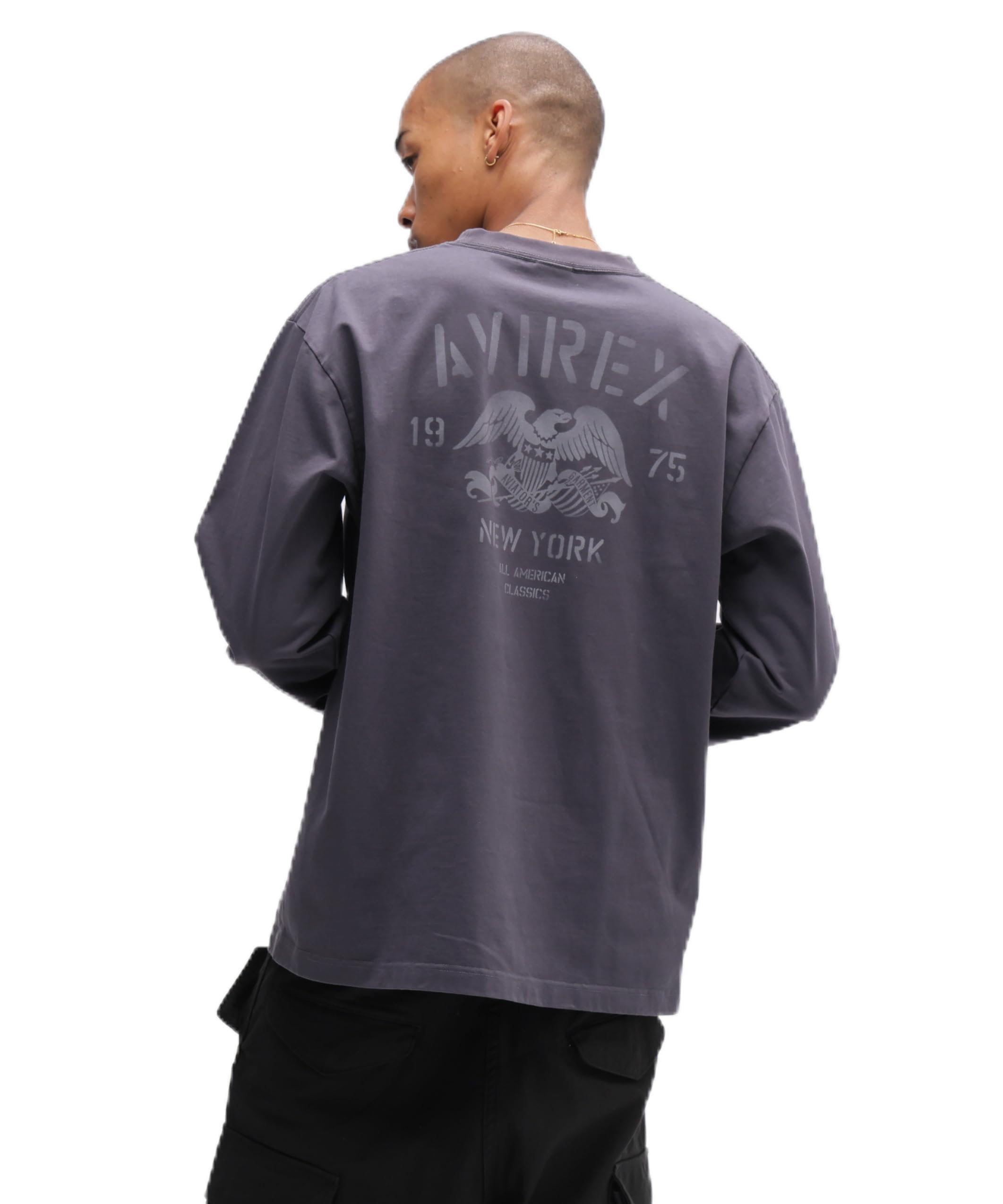 

AVIREX STENCIL L/S T-SHIRT Men s XL 410 Charcoal 783-6130006