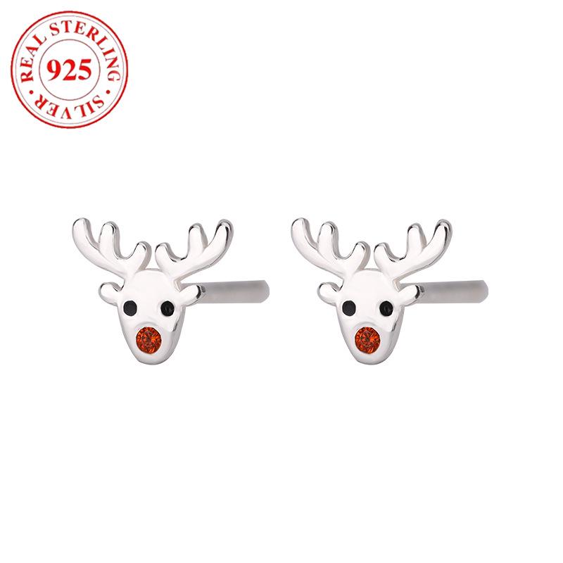 

S925 Sterling Silver Christmas Stud Earrings for Women - Fashionable and Versatile Holiday Gift.