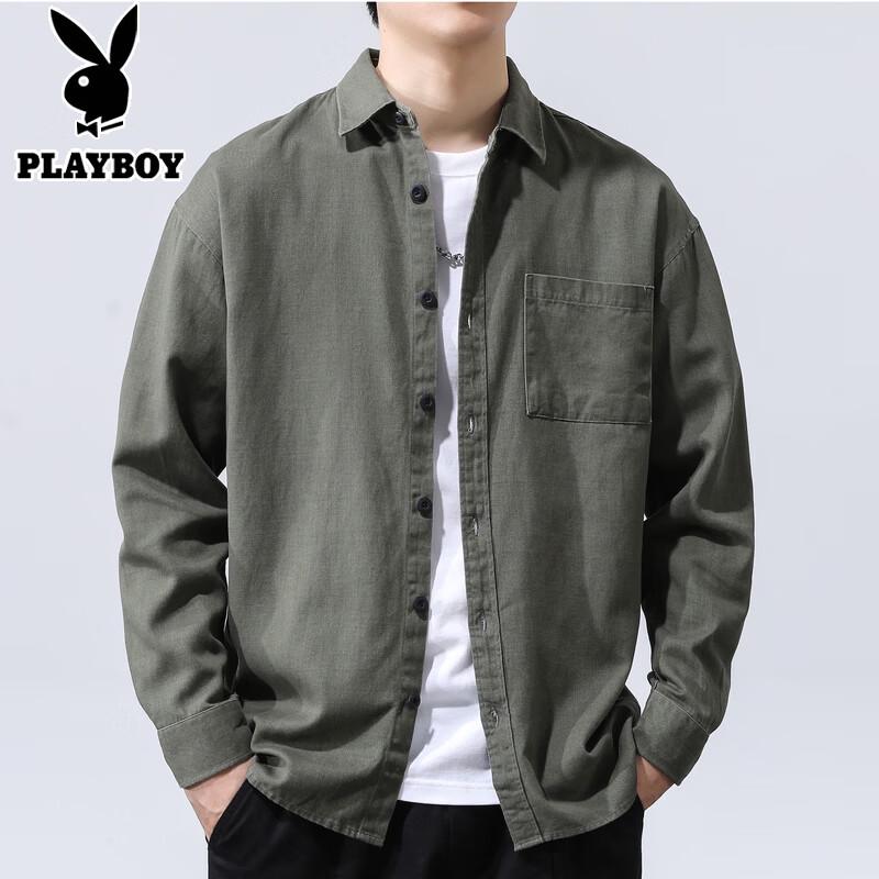 Playboy Men s Heavyweight Cotton Long Sleeve Casual Shirt M