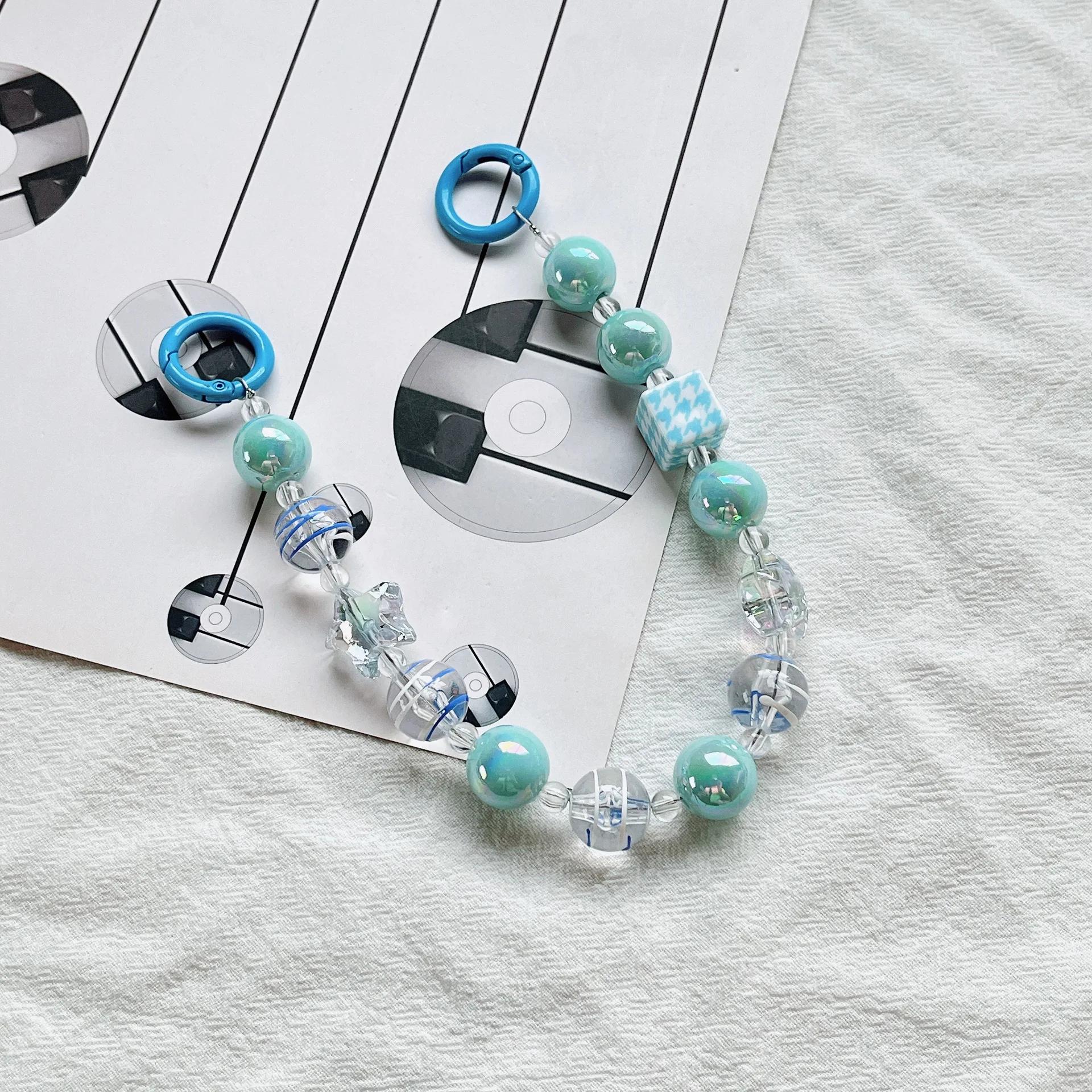 

1 шт., брелок для телефона, ремешок для телефона, корейская мода, звезда, мультяшная школьная сумка с животными, ремешки, милый акриловый прозрачный брелок с подвеской синий