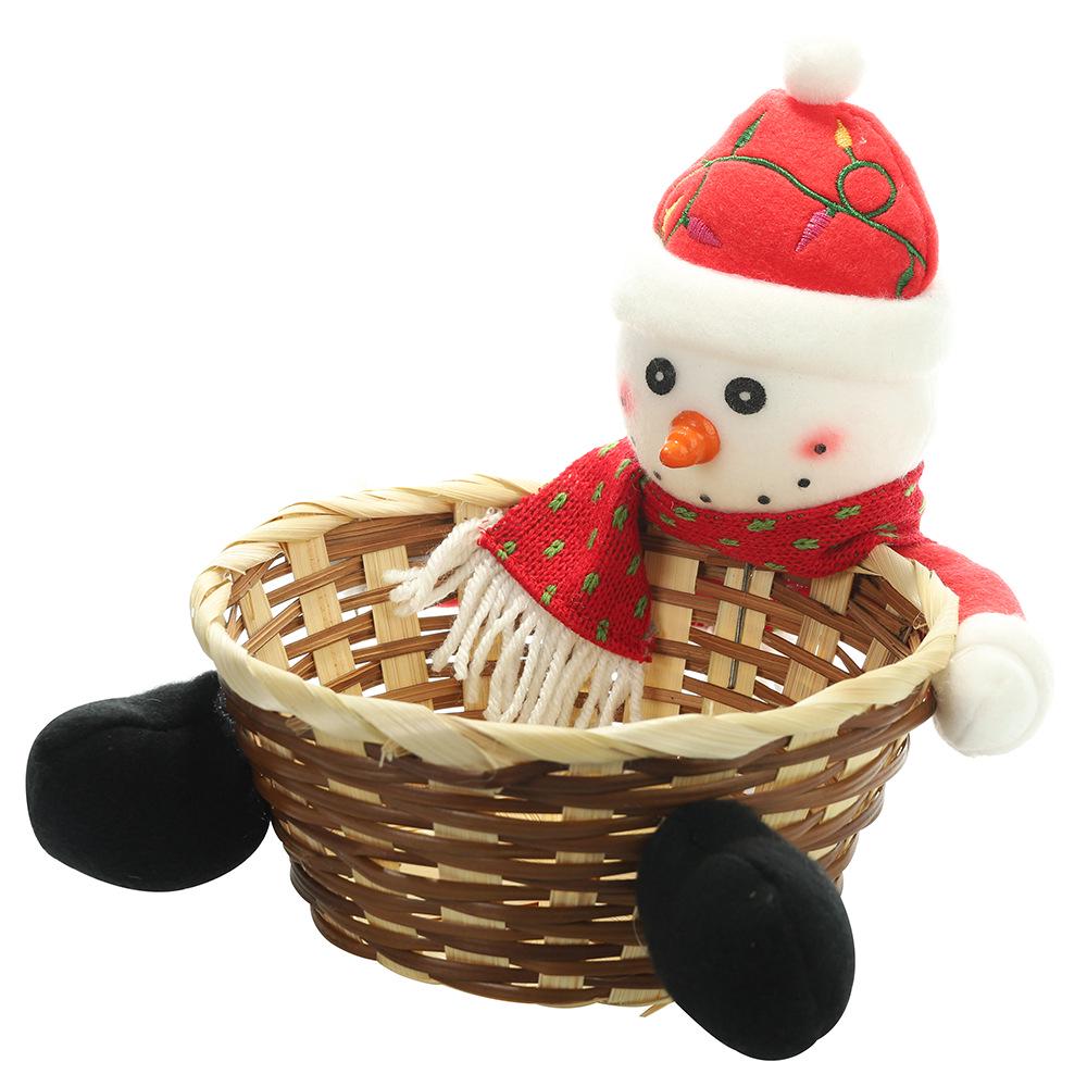 Christmas Decorative Wicker Basket Elf Snowman Santa Claus Food Candy Storage Basket Children's Gift Household Organizer