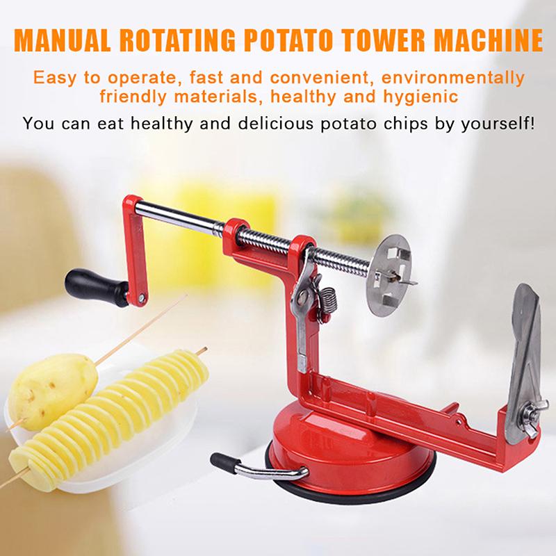 Household Multifunctional Stainless Steel Manual Potato Tower Machine Rotary Potato Chip Machine