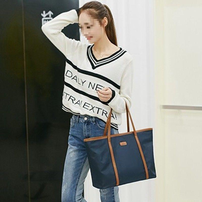 Women's Waterproof Oxford Canvas Shoulder Tote: Stylish, Simple, Large Handbag for Commuting