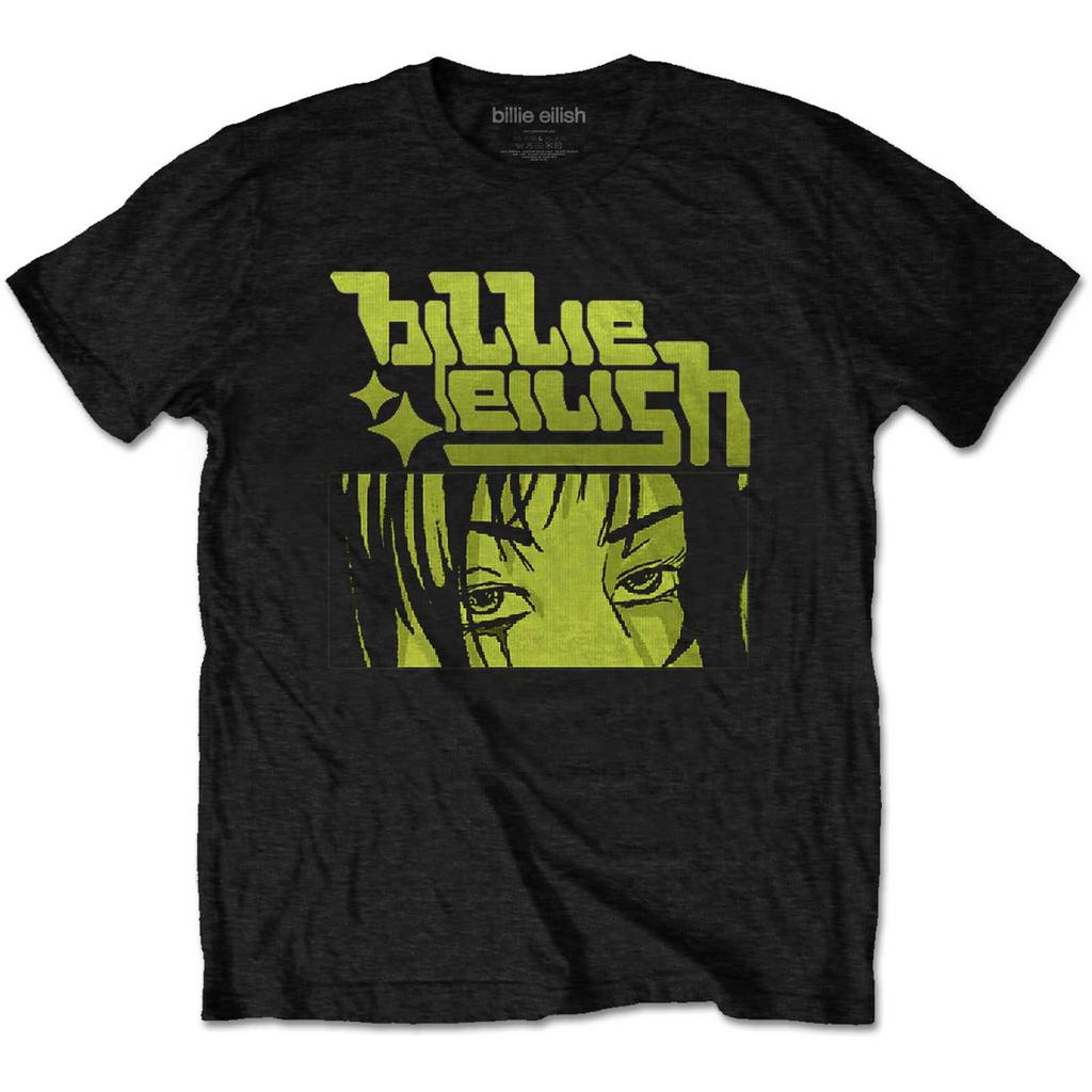 Men's Billie Eilish Anime Logo T-shirt Large Black