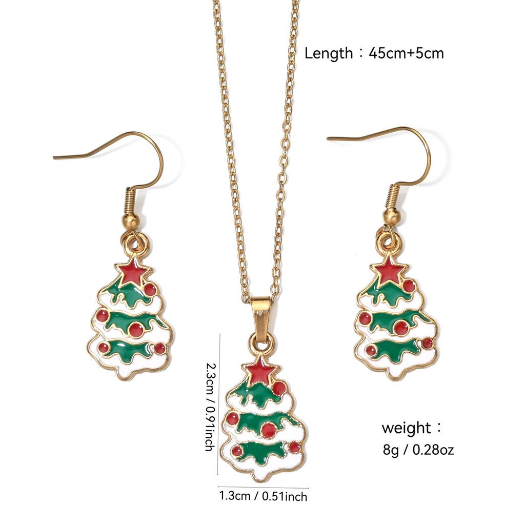 Stainless Steel Christmas Earrings & Necklace Set: Bells, Snowflakes, Santa, Tree, Candy Cane for Women