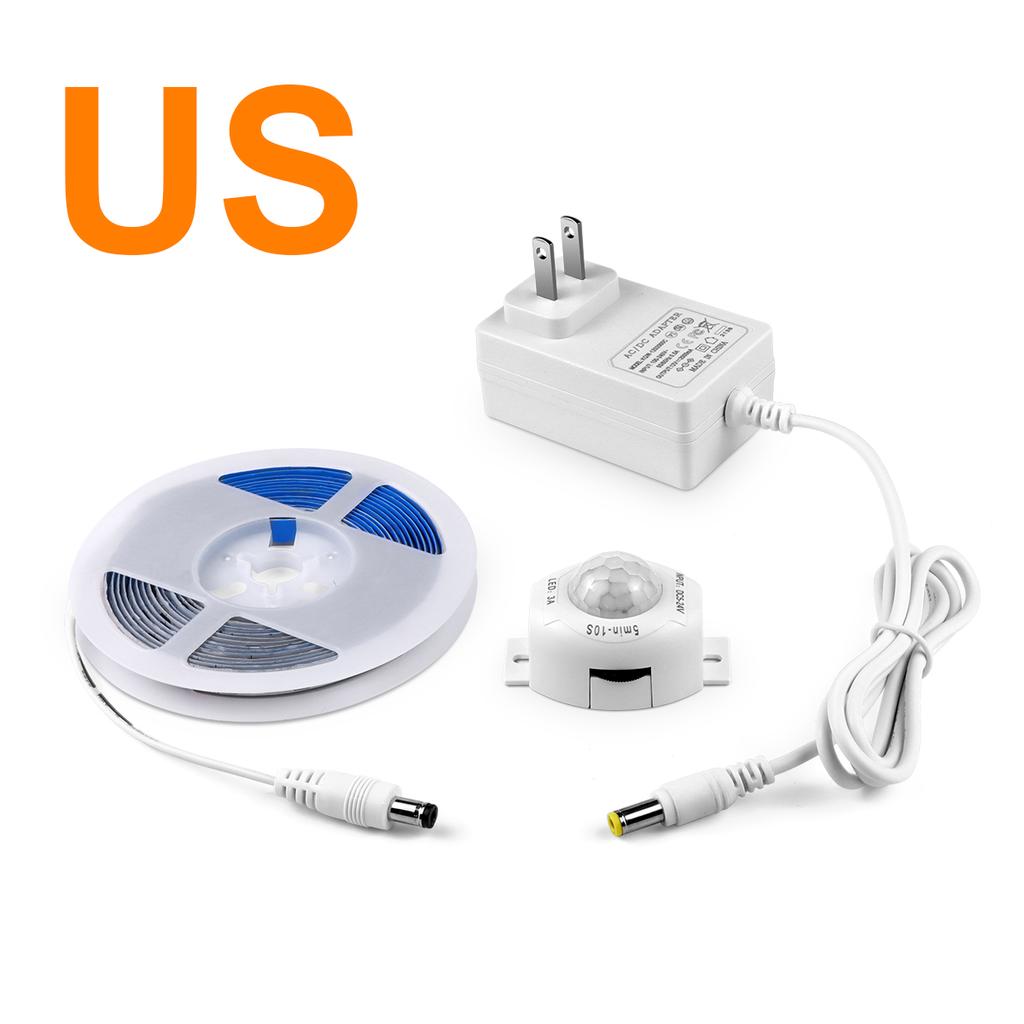 12V Waterproof PIR Motion Sensor LED Strip Light Flexible Under Cabinet Lighting for Kitchen Wardrobe Bed Emergency Night Lamp