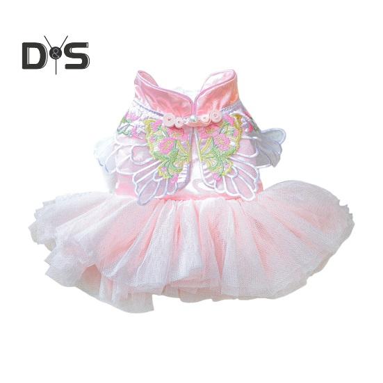 

Милое платье-пачка для щенков, юбка-бабочка принцессы для маленьких собак, кружевная юбка-камисоль для домашних животных для вечеринок, рождественских дней рождения L розовый