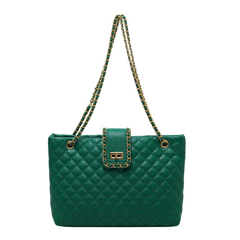 

Женская сумка, сумка-тоут, дизайн с бриллиантовой цепочкой, большая вместимость 32cmX13cmX20cm зелёный