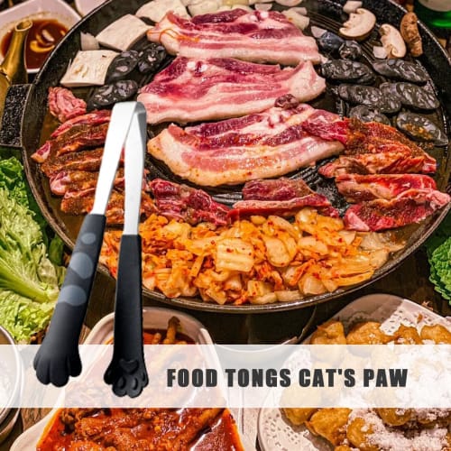 Cat Tongs - Stainless Steel Cat Paw Tongs with Rubber Food Tongs | Versatile and Durable Stainless Steel Tongs with Silicone Tips, Heat-Resistant, Per
