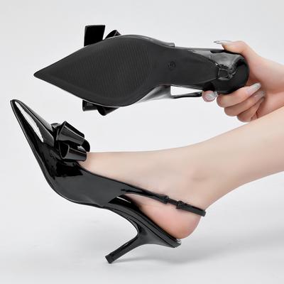 TRAF Wedding Butterfly High Heels Ladies Office Modern Heels Black Women Bow Heels Slingback Pointed Toe Heeled for Woman Pumps