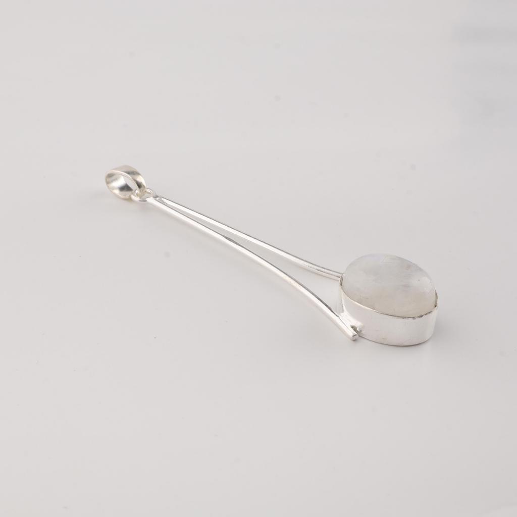 Natural Rainbow Moonstone Gemstone 925 Sterling Silver Handmade Jewelry Long Pendant 1.79" Gift For Love PP-69-35