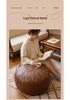 Solid Color Leather Storage Stool with Non-slip Base – Pumpkin Shape Upholstered Ottoman for Living Room or Garden.