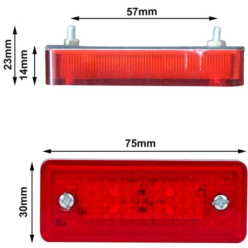 APSMOTIV 10 Pcs of 3 Inch Marker Light 4 LED Rectangle Trailer Side Lamp Clearance Marker Lights Surface Mount for Truck Trailer Lorry 12v (Red/Clear)