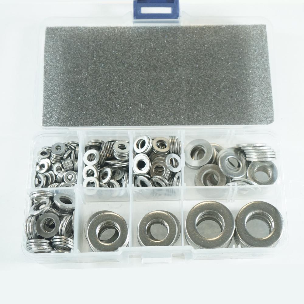 460-Piece Set of 304 Stainless Steel Flat Washers (M3-M12) for Construction Industry