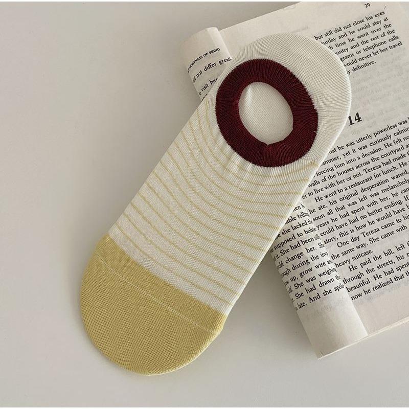 Sock Children's Summer Lightweight Striped Ankle Socks with Invisible Shallow Opening, Anti-slip, Non-slip Off-the-heel Cotton Dopamine Short Socks