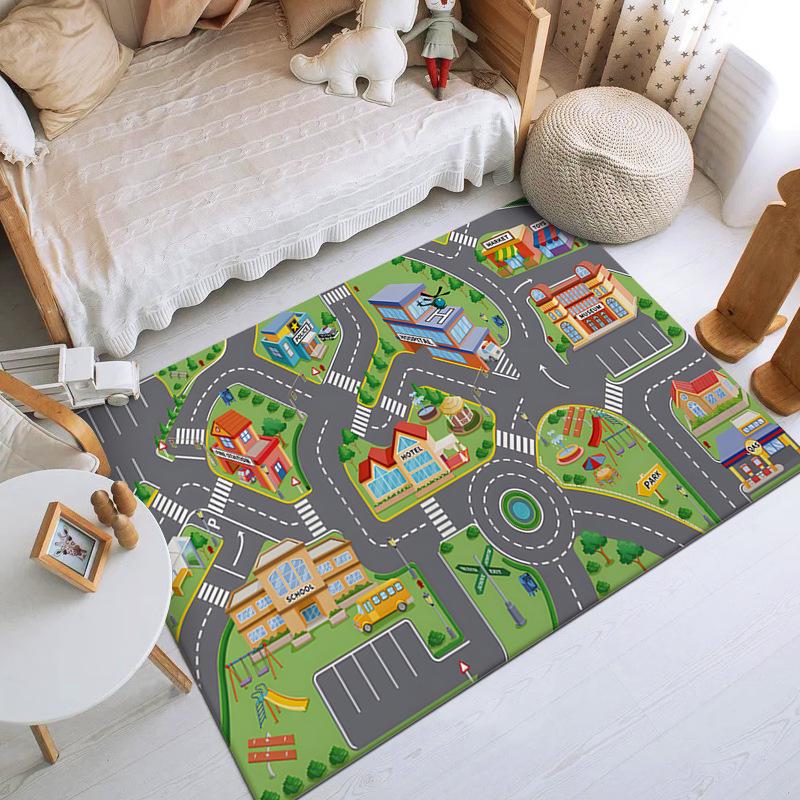 Runway Toy Dream Mat - Large Interactive Parent-Child Game Carpet with Monster Building and Educational Car Floor Mat.