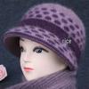 Knitted Wool Plush Winter Hat: Warm Rabbit Fur Design for Women & Seniors