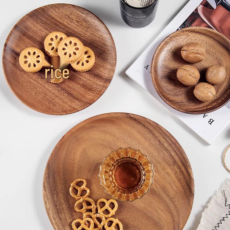 Homeglen Japanese Style Round Solid Wood Serving Tray