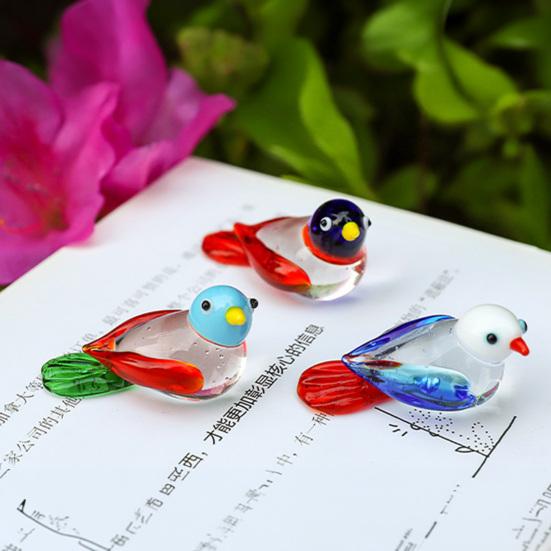 Yousheng Hand Blown Glass Bird Figurine Mini Decorative Animal Statue Miniature Collectible Bird Ornament for Home Office Table Decor