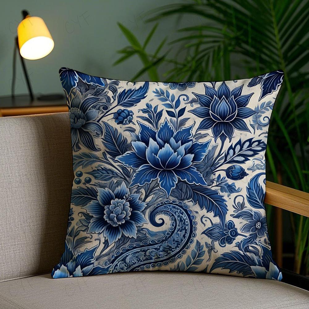 Indonesia B-Batik Design Pillow Case Anti-Dustmite Pillowcase Invisible Zipper Silky Short Plush Sofa Cushion Cover