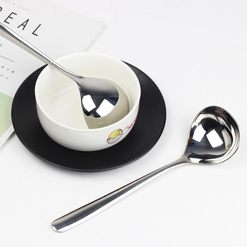 304 Stainless Steel Soup Spoon Korean-style  Pot Big Head Spoon Deep Long Handle Soup Ladle Cooking Spoon Tableware