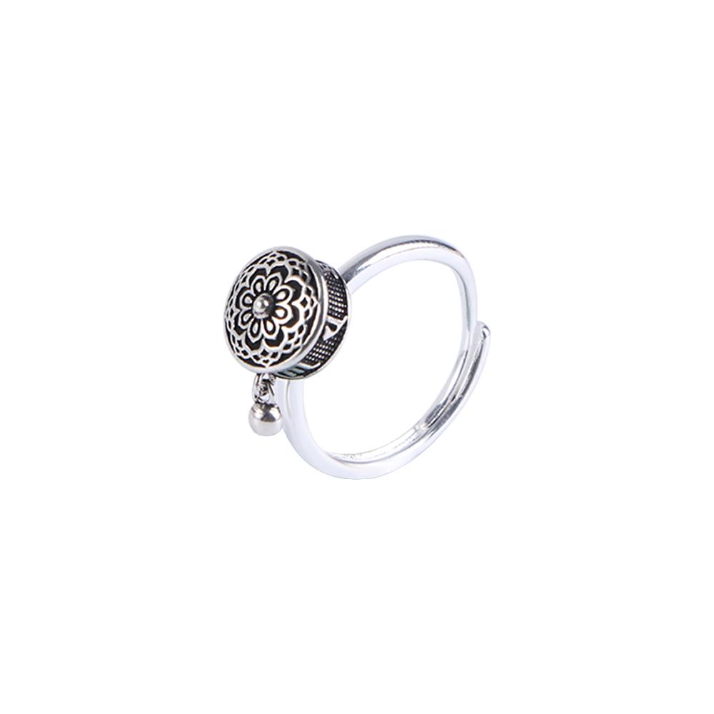 

Retro Buddhism Jewelry Gift Transfer ring Hua Tai Sui Amulet Opening Ring Ethnic Style Ring Korean Style Ring Female Rings серебряный