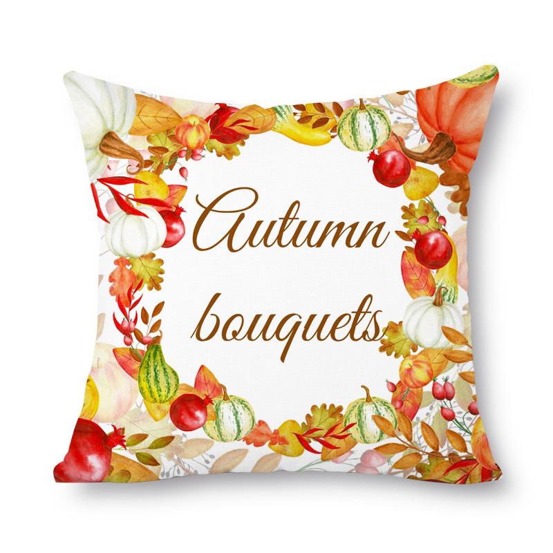 Thanksgiving Autumn Leaves Golden Short Plush Pillow Cover Office Sofa Cover Cushion Cover