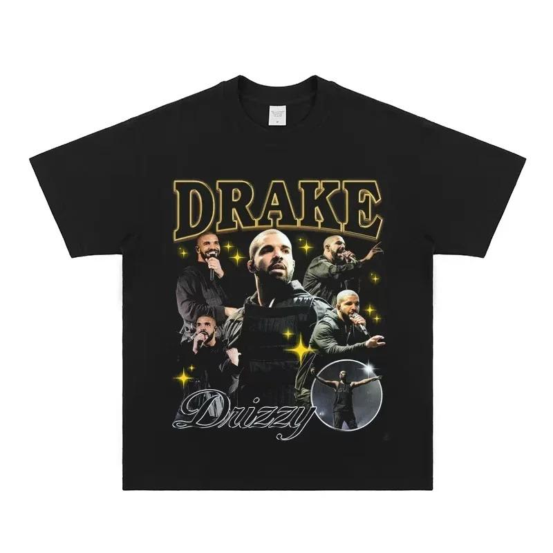Hot Sale European American Drake Male Duck Print Tshirts Men Women Crewneck Cotton Tees HighStreet Loose Casual Oversized Tops