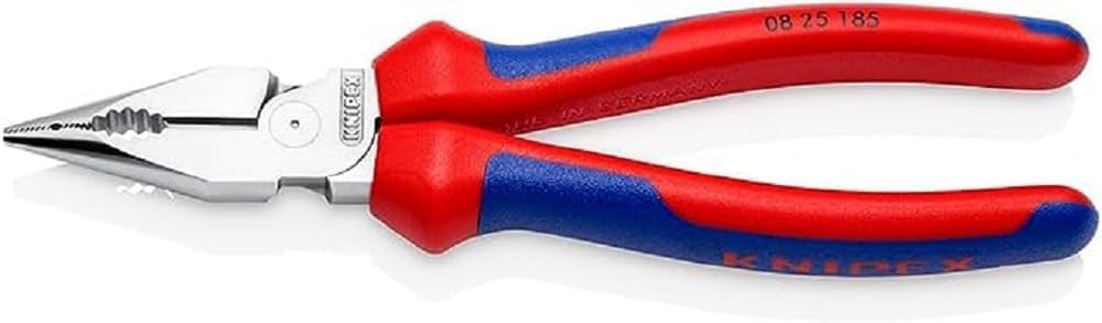 

KNIPEX Needle Nose Comfort Grip Chrome Total Length Pliers, Handle, Plated, 185mm, 0825-185SB красный