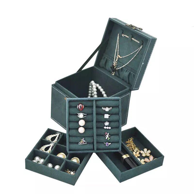 GUANYA Velvet Three-Layer Jewelry Box, Available In Various Colors