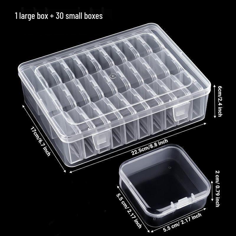 Scatola portaoggetti in plastica trasparente a 24 scomparti per nail art, strass, perline e accessori per gioielli