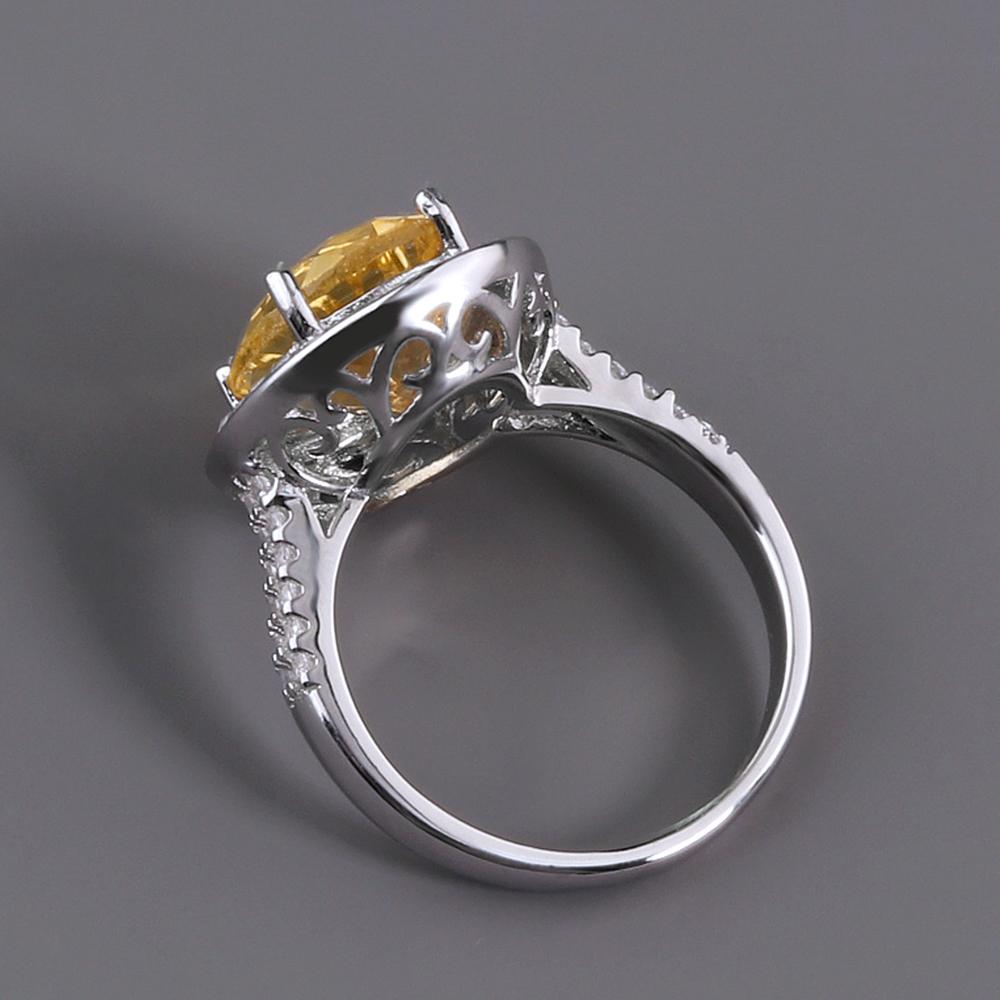 Bolaijewelry Classic Design Natural Citrine Gemstone Ring Women Fine Jewelry 925 Sterling Silver Daily Wear Gift