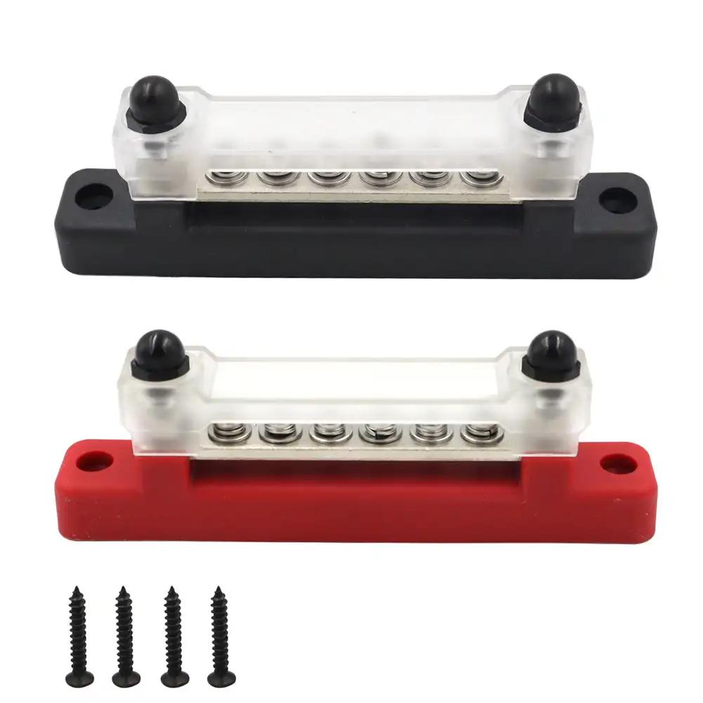 M6 Car Terminal Block Negative Bus Bar 12V 150A Terminal Block 1/4" Power Distribution Block M8 Termianl Bus for Automotive Boat