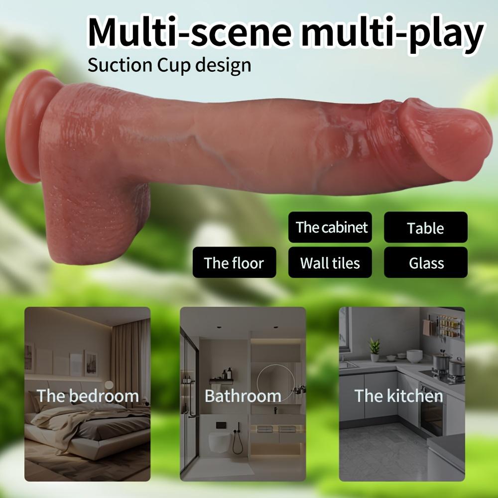 1ks Realistický vibrační masážní přístroj – Zatahovací, vyhřívaný, silikonový s varlaty, infračervený senzor, 9 rychlostí, dobíjecí, pro ženy a páry