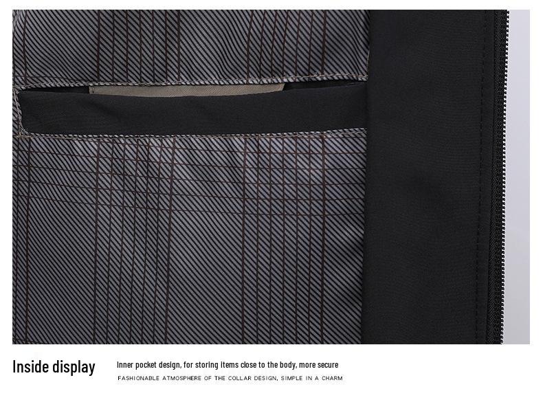 2024 Men's Solid Color Stand Collar Casual Jacket for Spring & Autumn - Middle-aged, Business Casual Outerwear