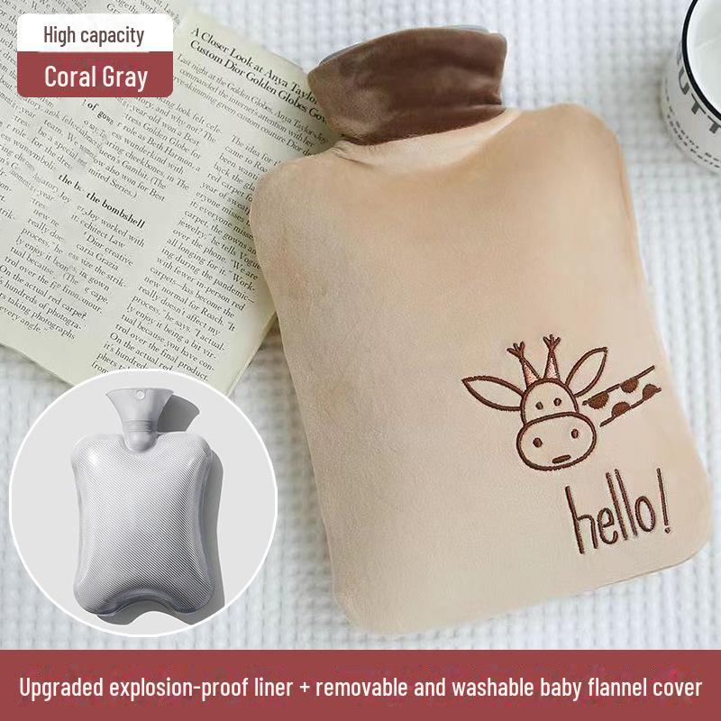 Plush Rabbit Fur Water-Filled Hand Warmer Bag - Thickened PVC Cartoon Design