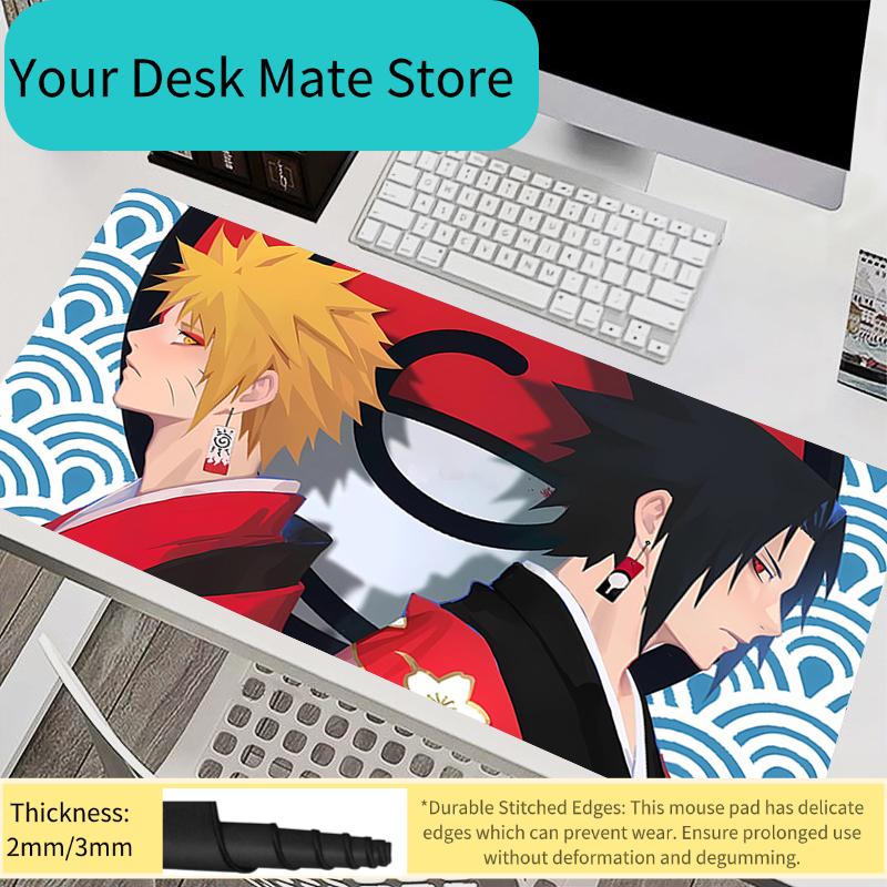 Mouse Pad PC Accessories Keyboard Pad Office Desk Mat Anti Slip Mousepad Naruto Sasuke Rubber Gaming Tablet Pad HD Extended Pad