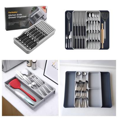 3-in-1 Großer Schubladen-Organizer für Messer und Gabel, Löffel- und Gabel-Organizer, Küchenbesteckständer, Schubladen-Organizer-Box