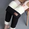 High-Waisted Fleece-Lined Lambswool Leggings for Women - Thick, Elastic, Skinny Cotton Pants for Outdoor Wear