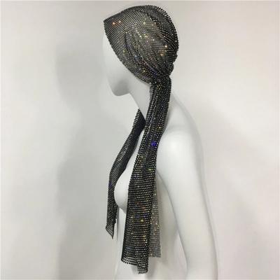 Versatile Glitter Rhinestone Bandana Mesh Bling Fishing Net Scarf Elastic Crystal Scarf Headbands