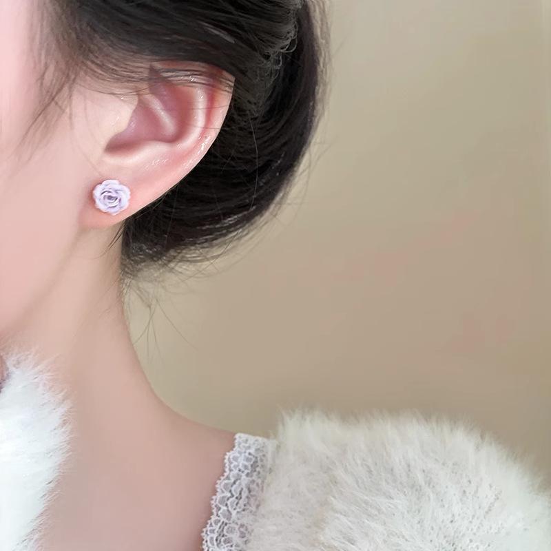 Pink Rose Flower Stud Earrings for Women - New Style, Elegant Earrings with Luxurious and Niche Design Elements.